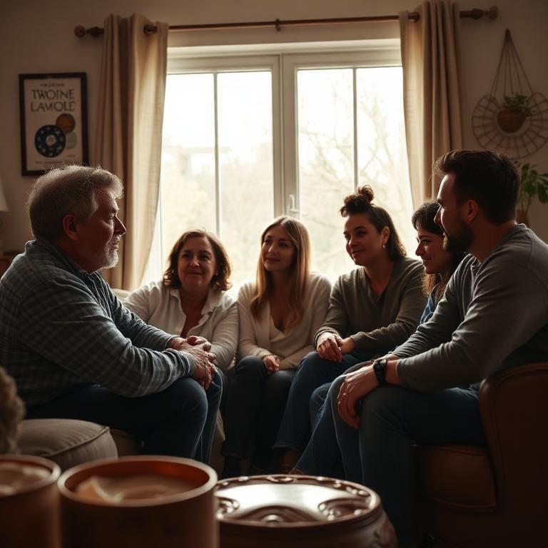 A small group of people in thoughtful conversation