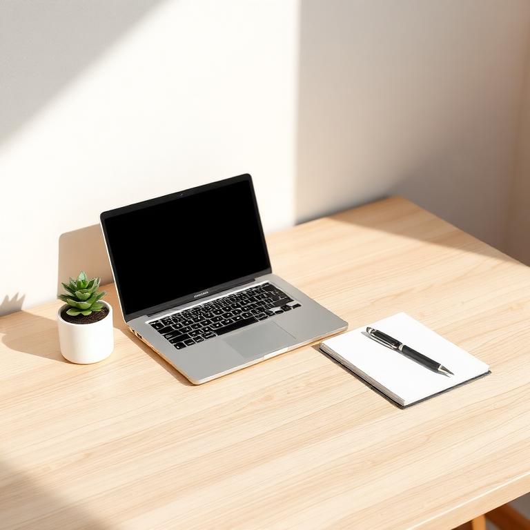 A calm, minimal desk workspace